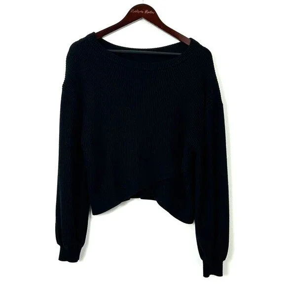 Lululemon Women Reversible Crossover Sweater Black Size 10 M/L Boxy Comfy 1401T3 - Picture 3 of 12